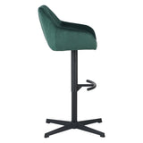 Taburete de barra de veneno Velvet verde: asiento de barra giratoria ajustable con reposabrazos