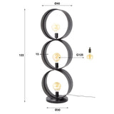 Lámpara de pie Fons 3 luces anillos metal negro 
