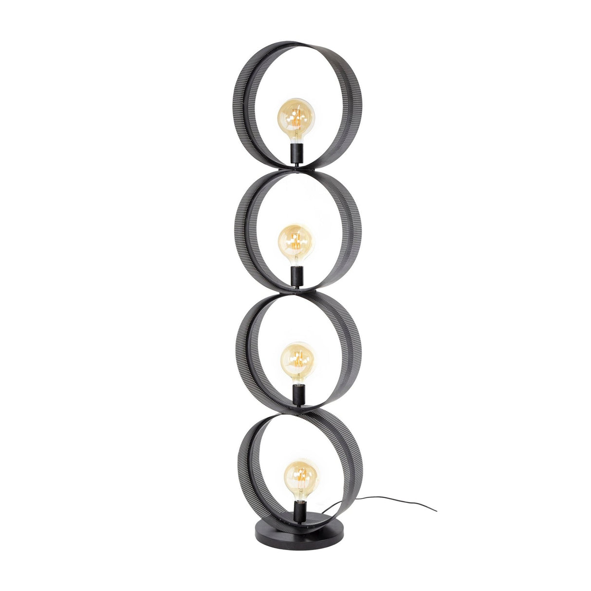 Vloerlamp Fons 4-lichts ringen metaal zwart