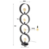 Vloerlamp Fons 4-lichts ringen metaal zwart