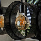 Lámpara colgante Fons 4 luces anillos metal negro 