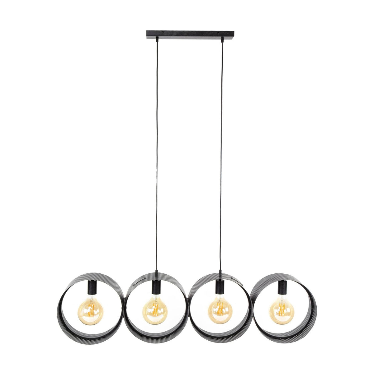 Hanglamp Fons 4-lichts ringen metaal zwart
