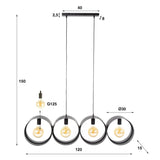 Hanglamp Fons 4-lichts ringen metaal zwart