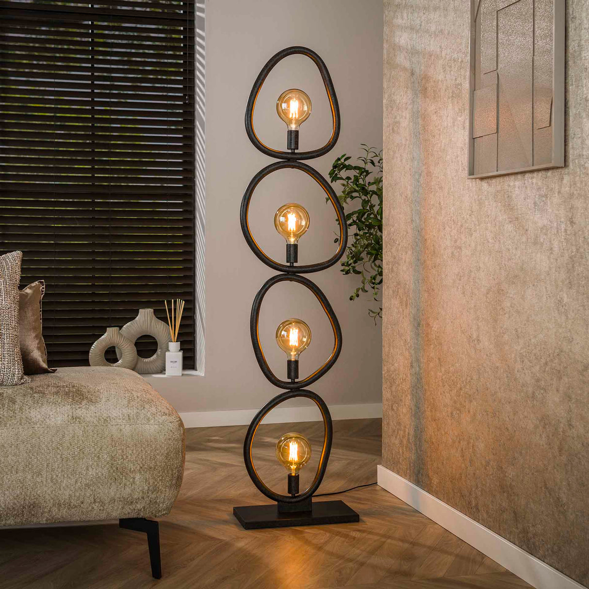Vloerlamp Orion 4-lichts Zwart Metaal 165 cm