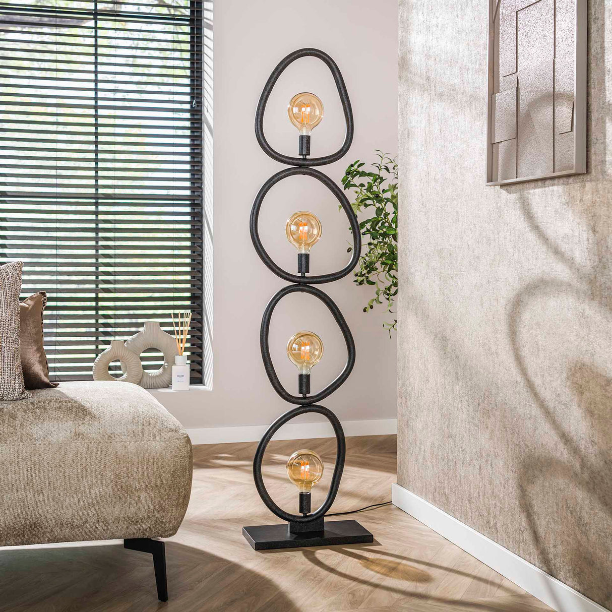 Vloerlamp Orion 4-lichts Zwart Metaal 165 cm