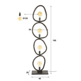 Vloerlamp Orion 4-lichts Zwart Metaal 165 cm