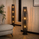Lámpara de pie Liora 3 luces cilindro malla negra 120 cm 