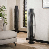 Lámpara de pie Liora 3 luces cilindro malla negra 120 cm 