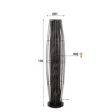 Lámpara de pie Liora 3 luces cilindro malla negra 120 cm 