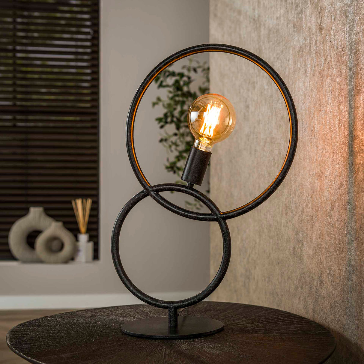 Lámpara de mesa arco de 1 luz – Metal negro 