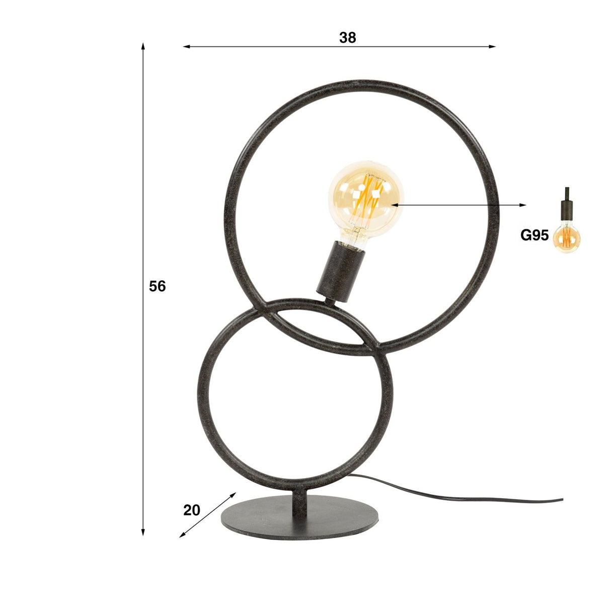 Lámpara de mesa arco de 1 luz – Metal negro 
