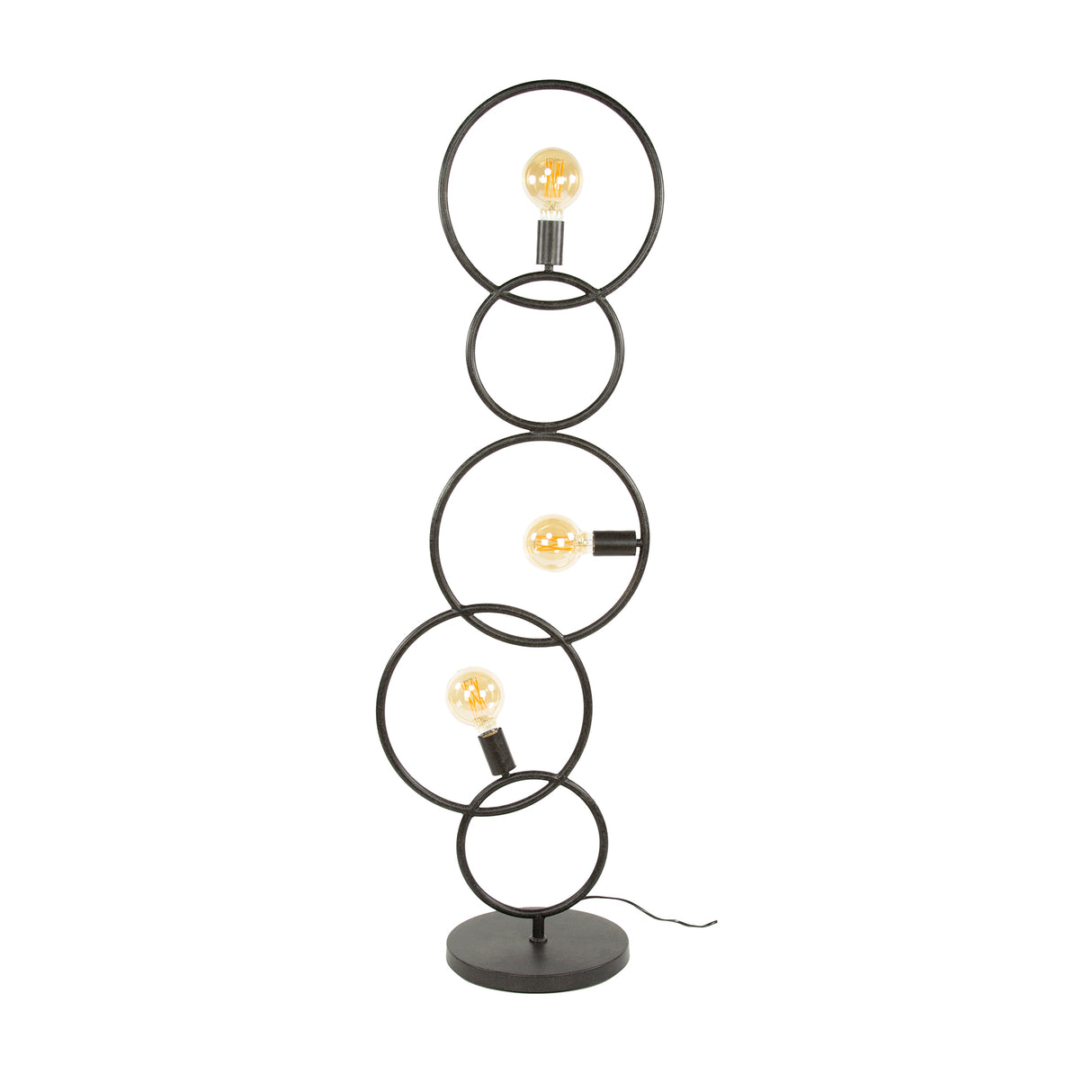 Lámpara de pie negra de 3 luces industrial de 140 cm 