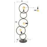 Lámpara de pie negra de 3 luces industrial de 140 cm 