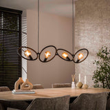 Industriële hanglamp Liva 4-lichts zwart metaal