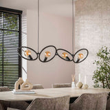Industriële hanglamp Liva 4-lichts zwart metaal