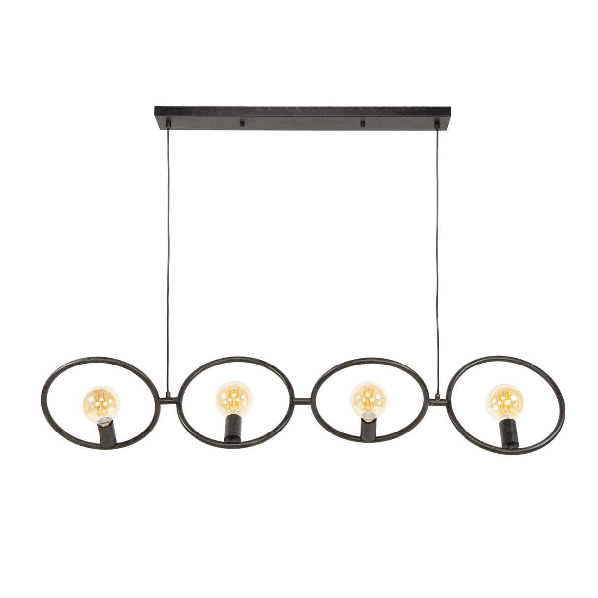 Lámpara de techo industrial Liva de 4 luces, negro de metal 