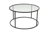 Mesa de salón de vidrio redonda de 80 cm Barlin - Estructura negra 