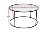 Mesa de salón de vidrio redonda de 80 cm Barlin - Estructura negra 