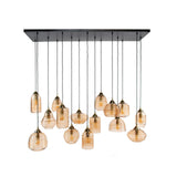 Lámpara colgante Mali 15 luces vidrio acanalado color ámbar 