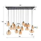 Lámpara colgante Mali 15 luces vidrio acanalado color ámbar 