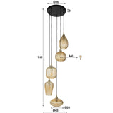 Hanglampen - Glazen Hanglamp Olaf 5 - lichts Amber Goud - Dimehouse