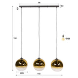 Lámpara colgante de cristal Juliette 3 luces cristal dorado