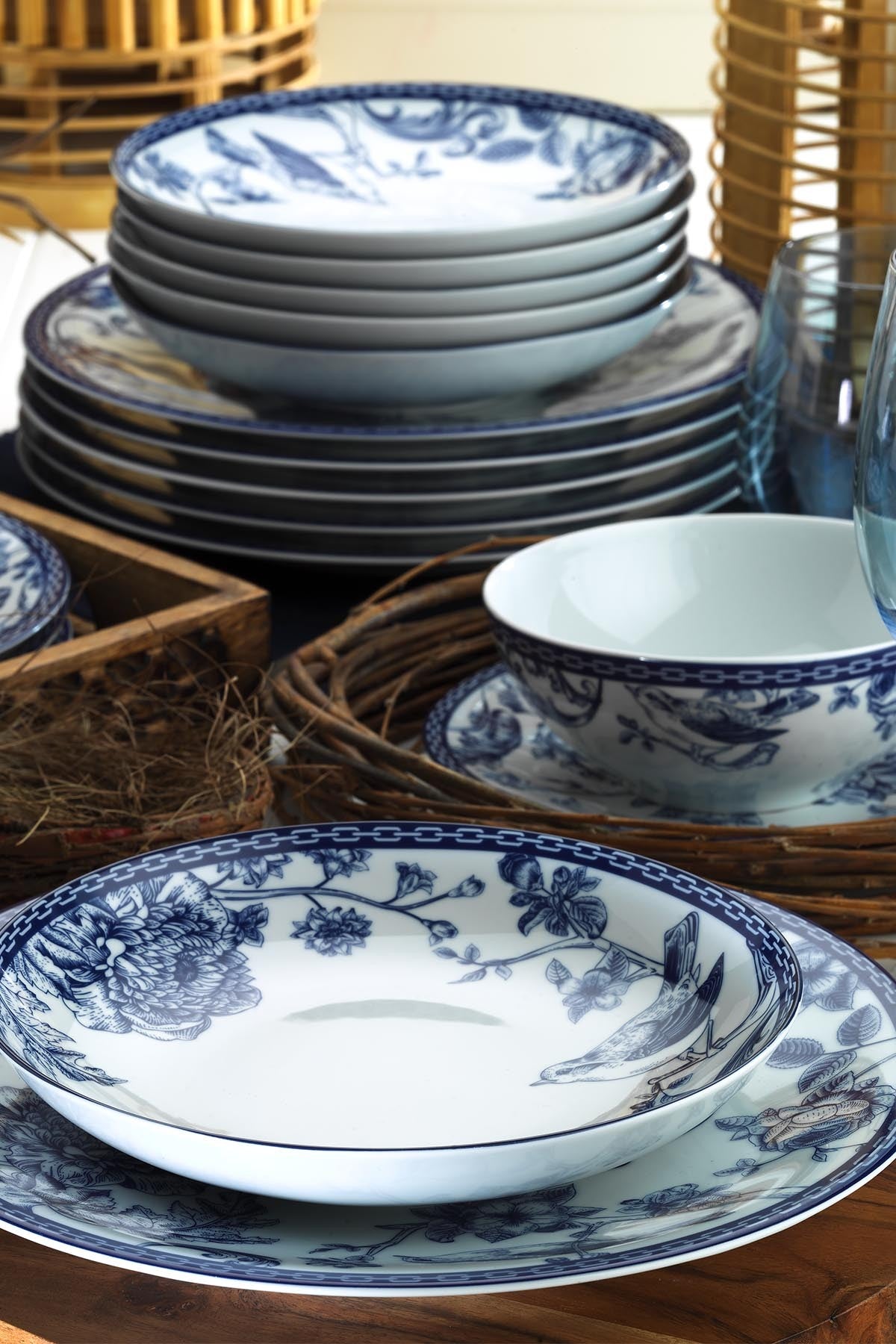 ZG24Y2420939016 Azul Blanco 100% PORCELANA
