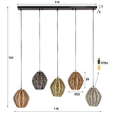 Lámpara colgante Wez 5 luces níquel de colores 