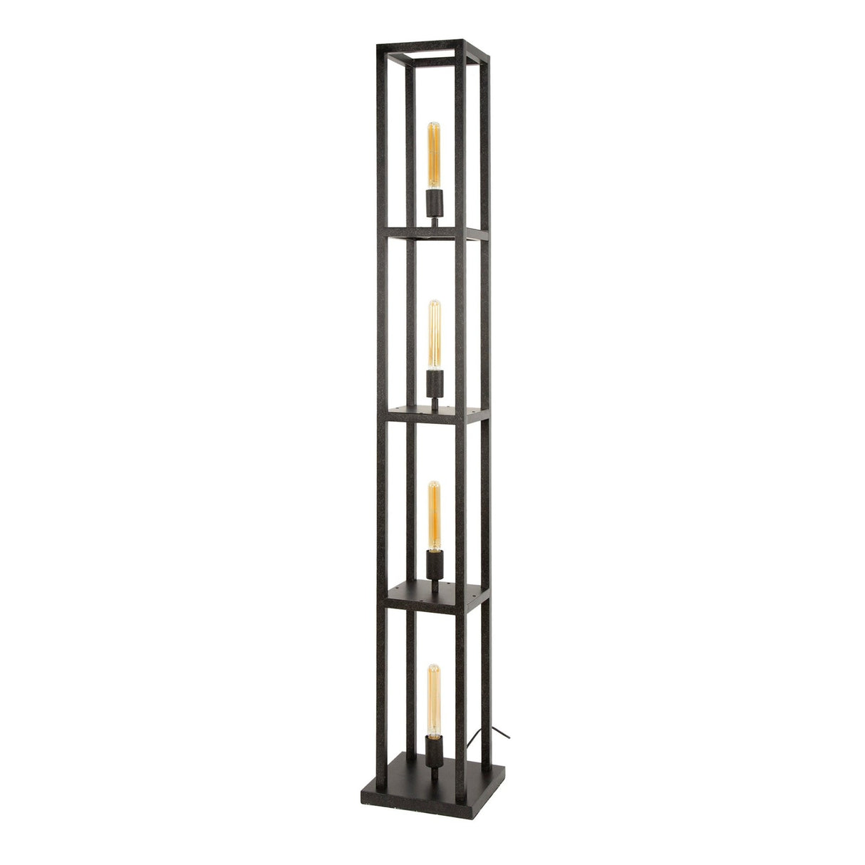 Lámpara de pie industrial Ardon de 4 luces - Metal negro 