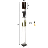 Lámpara de pie Nox de 3 luces, negro, metal, 175 cm 