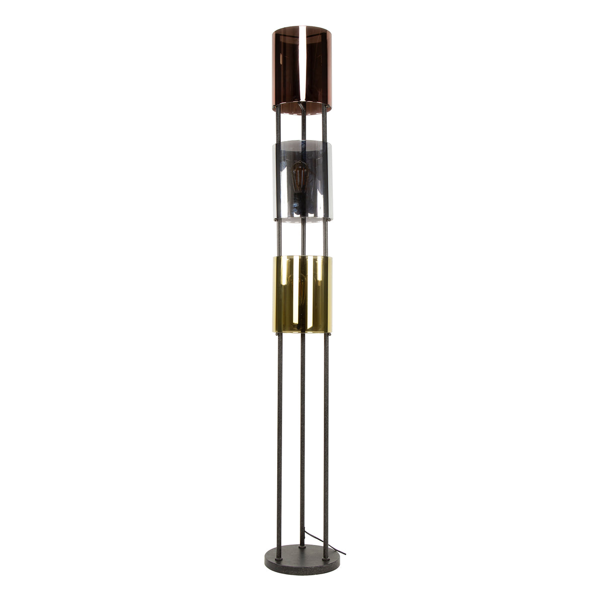 Lámpara de pie Nox de 3 luces, negro, metal, 175 cm 