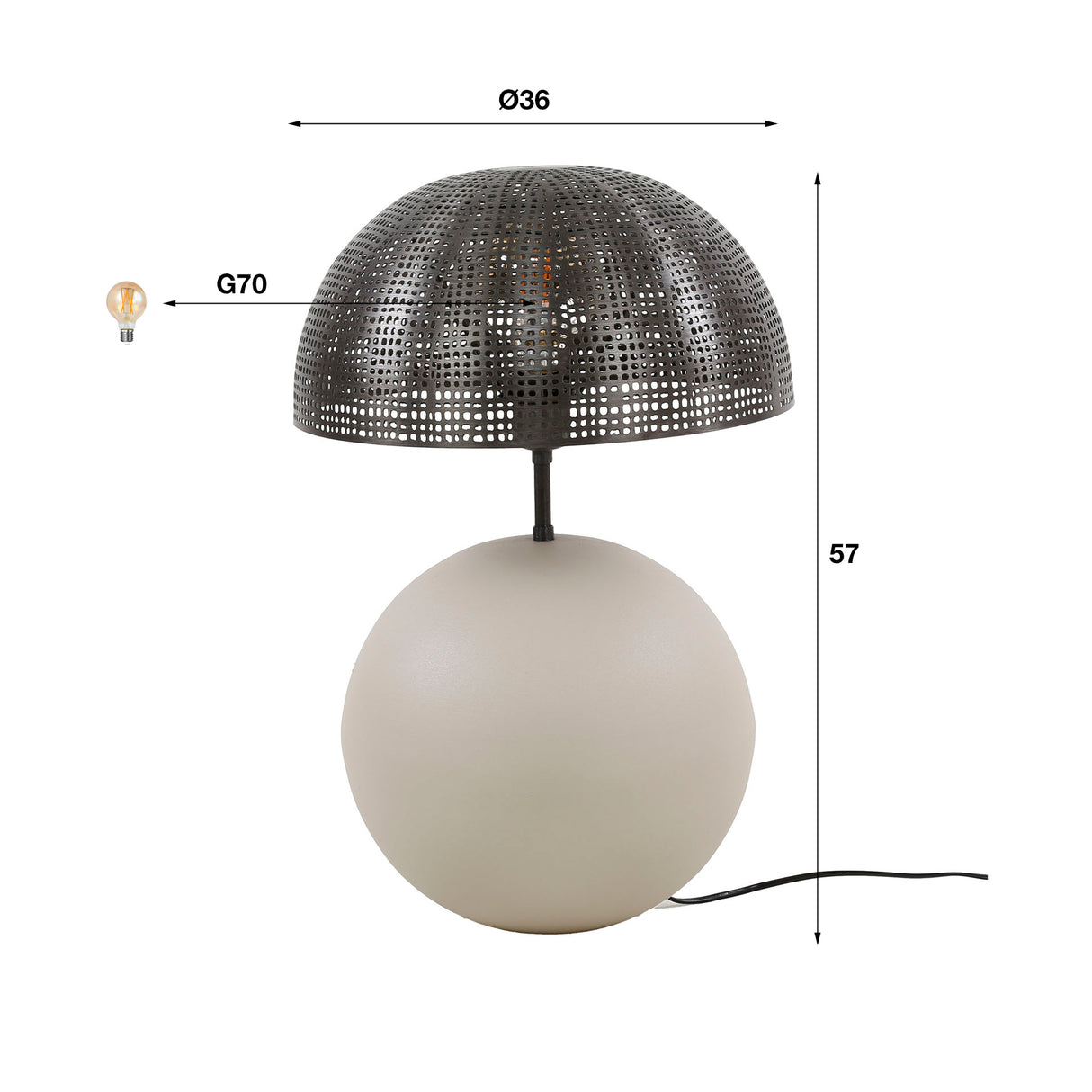 Tafellampen - Tafellamp Avelie organisch bol Ø31 cm - Dimehouse