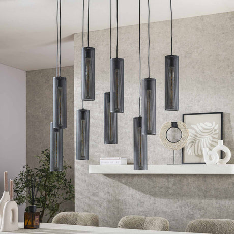 Lámpara colgante Zavi Mala de 9 luces Negro