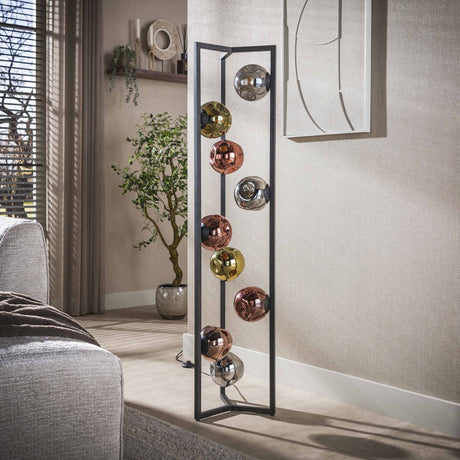 Vloerlamp - Industriële Vloerlamp Ada 9 - lichts Gekleurd Glas Hoek - Dimehouse