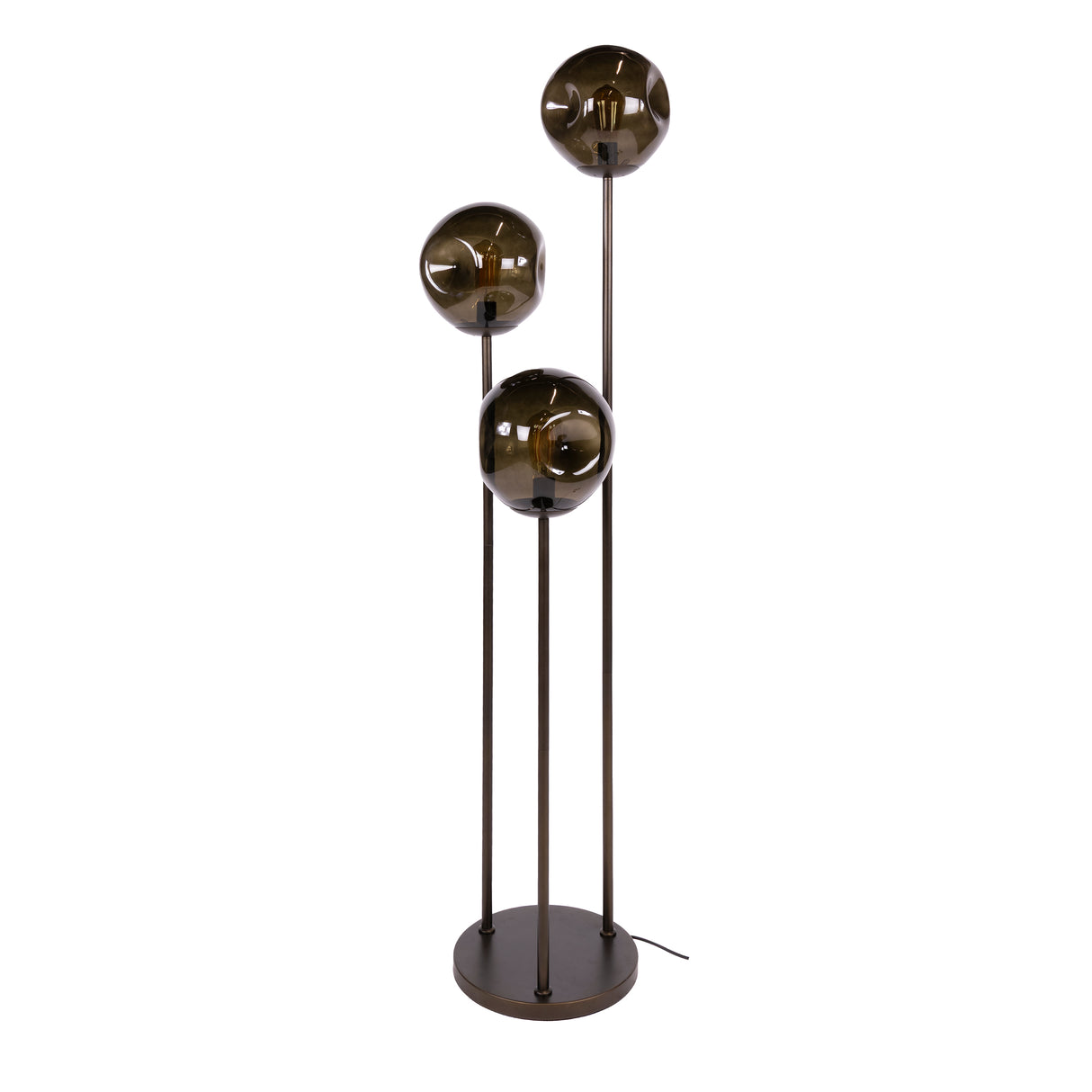 Vloerlamp Ada 3-lichts getrapt bruin glas