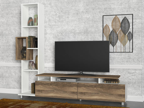 Juego de muebles de televisión tulip white nogal melamina 160x166.7x29.5 cm