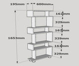 Boekenkasten - Design vakkenkast wit met walnoot melamine Blok 60x165x19,5 cm - Dimehouse