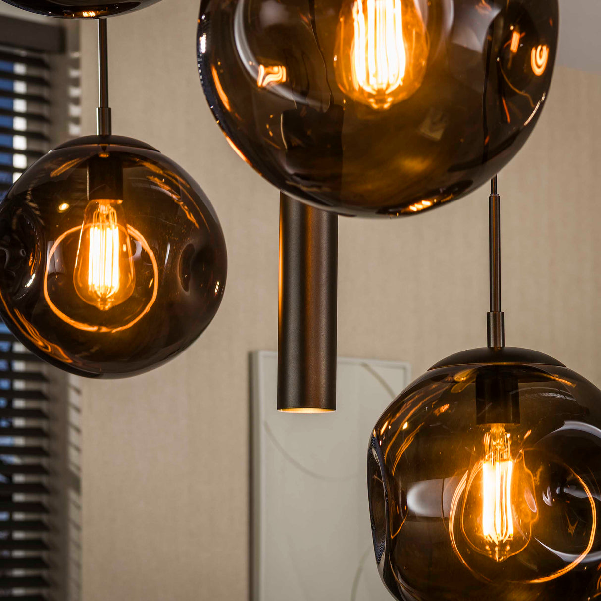 Hanglamp Stellar in sienna bruin met 9 lichtpunten