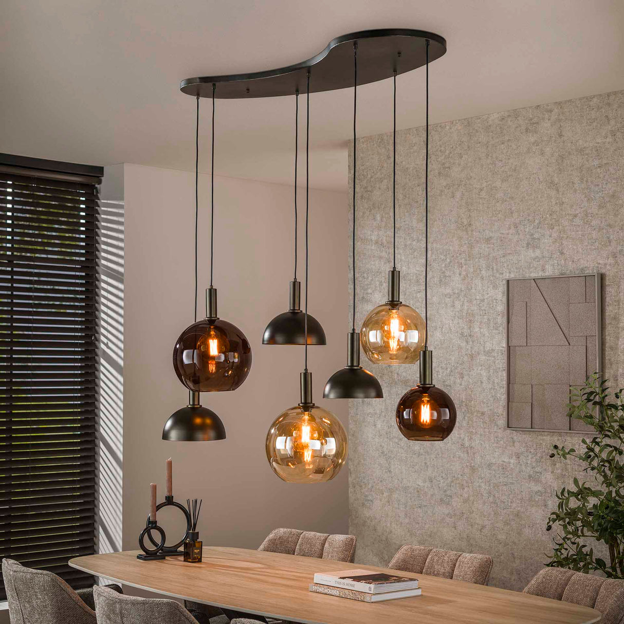 Cluster Hanglamp Sienna 7-lichts – Bruin