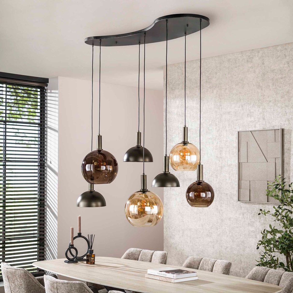 Cluster Hanglamp Sienna 7-lichts – Bruin