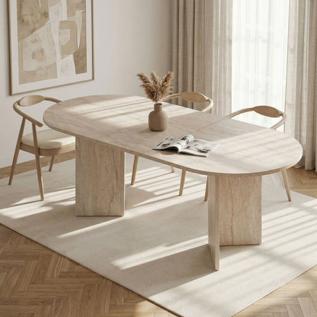 Mesa de comedor extensible Sorell travertino 160 cm Compuesto de madera revestida de melamina