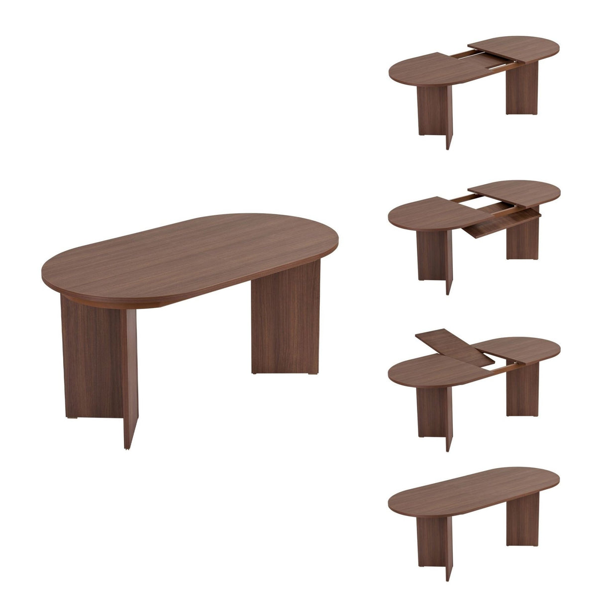 Sorell uitschuifbare eettafel walnoot 160 cm Melamine gecoat houtcomposiet