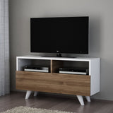 TV Meubels - TV Meubel Novella Wit Walnoot Melamine 90x50,6x29,5 cm - Dimehouse