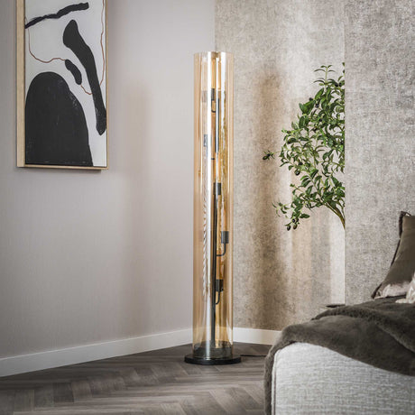 Lámpara de piso Cai 5 luces de vidrio ámbar