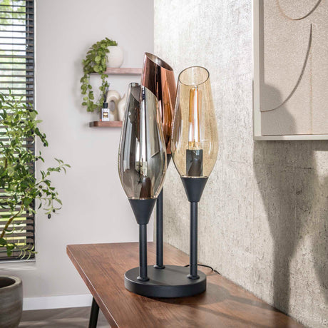 Lámpara de mesa de 3 luces negra Nora 