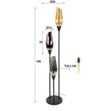 Lámpara de pie Nova de 3 luces negra con bolas de cristal 