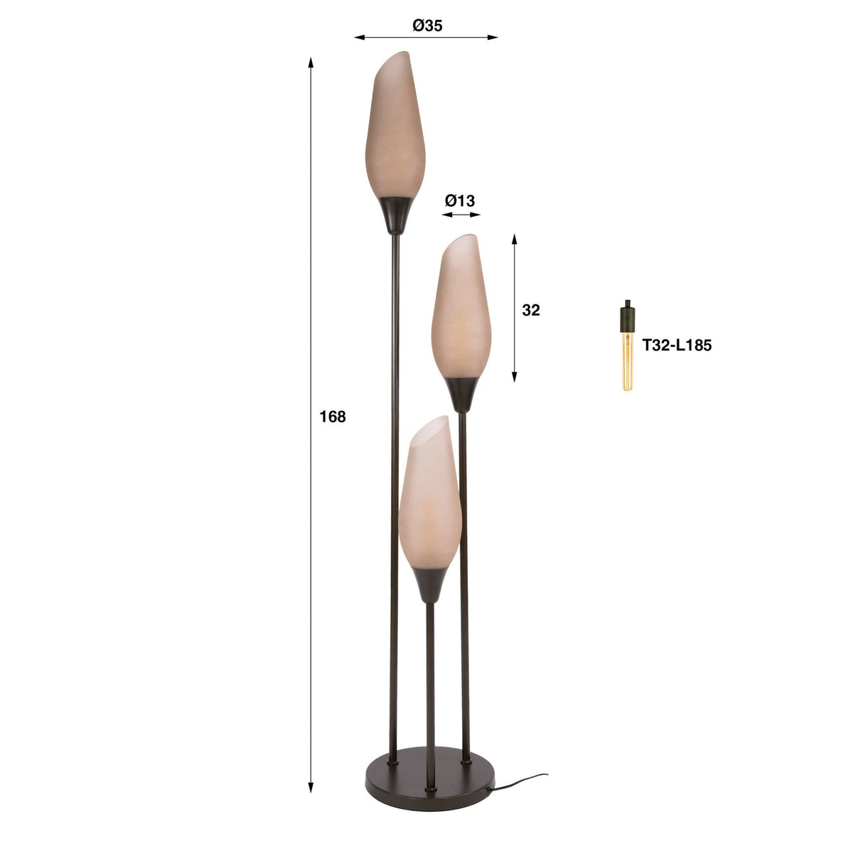 Lámpara de pie Cocoon 3 luces marrón siena