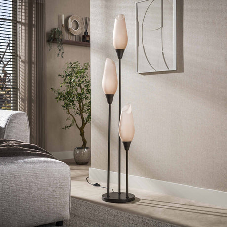 Lámpara de pie Cocoon 3 luces marrón siena