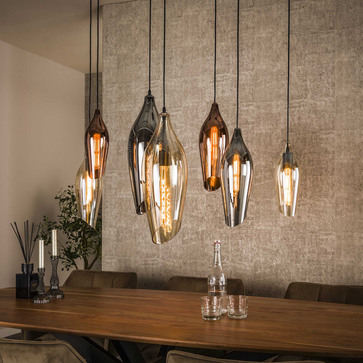 Hanglampen - Moderne Hanglamp Coco 7 - lichts gekleurd glas - Dimehouse
