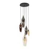 Hanglampen - Moderne Hanglamp Coco getrapt 5 - lichts gekleurd glas - Dimehouse